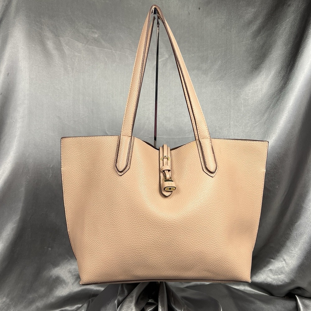 Tutilo Carry The Day Pebbled Tote Blush Pink Gold Vegan Leather‎ Travel Work Bag